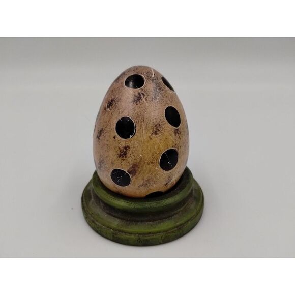 SOAPSTONE Egg with Polka Dots Mauve Pink and Black - Picture 1 of 7